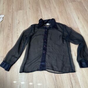 Sheer Black Button-Up Blouse
